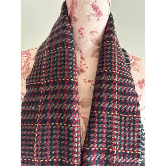 Vintage Scarf Red Black Gray Houndstooth - Picture 4 of 5